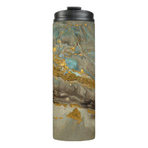 Termo Patrón de mármol azul y dorado