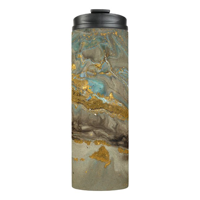 Termo Patrón de mármol azul y dorado (Anverso)