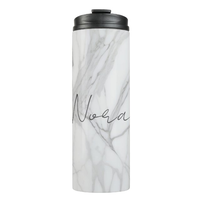 Termo Patrón de mármol blanco personalizado moderno (Anverso)