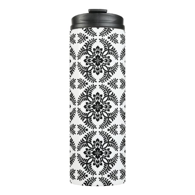 Termo Patrón de medallón japonés, negro y blanco (Anverso)