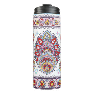 Termo Patrón de medallón paisley floral indio. Mamáes ét