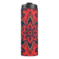 Patrón de medallón persa ornamentado rojo azul de