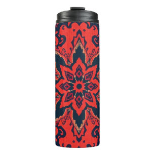 Termo Patrón de medallón persa ornamentado rojo azul de 