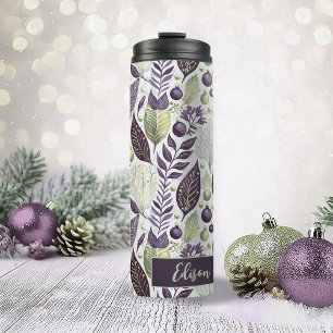 Termo Patrón de merry de Navidades morados verdes púrpur