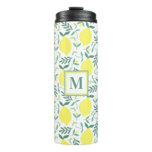 Termo Patrón de monograma botánico limón