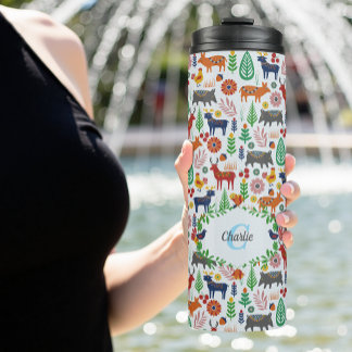 Termo Patrón de monograma de arte folclórico escandinavo