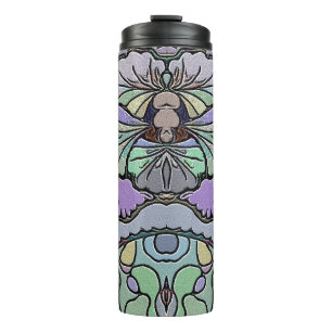 Termo Patrón de mosaico de pana púrpura abstracta floral