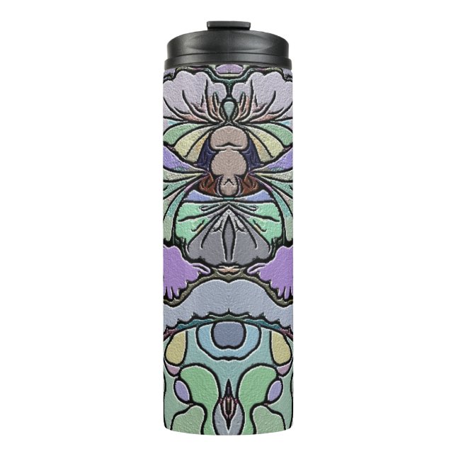 Termo Patrón de mosaico de pana púrpura abstracta floral (Anverso)