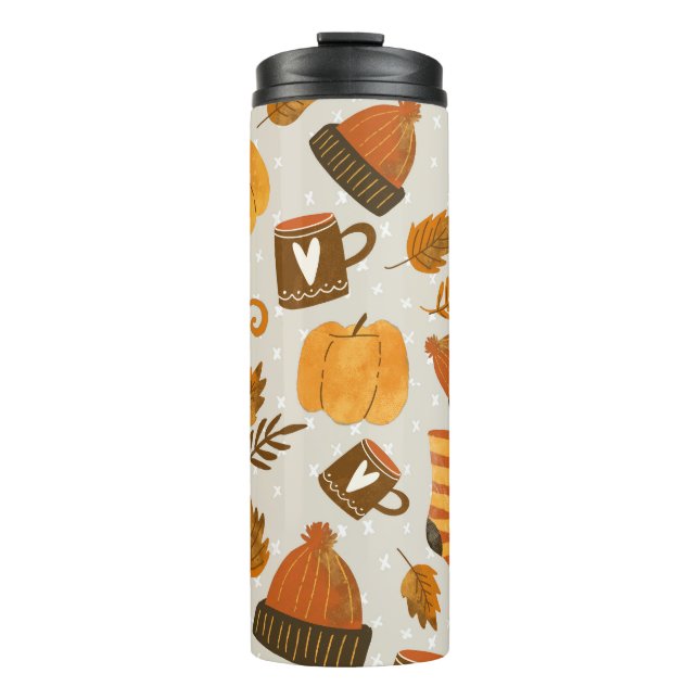 Termo Patrón de mosaico sin foco del tema de otoño (Anverso)