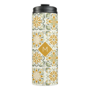 Termo Patrón de mosaicos personalizado monograma portugu