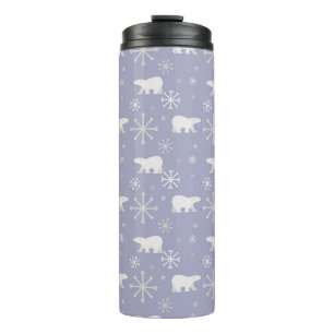 Termo Patrón de navidades con osos polares y copos de ni