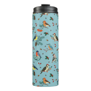 Termo Patrón de Navidades de aves de invierno festivas