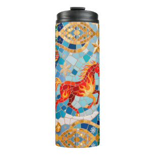 Termo Patrón de Navidades de Caballos Rojos Fiery de Año