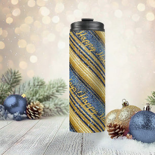 Termo Patrón de Navidades de oro azul #28 ID1009