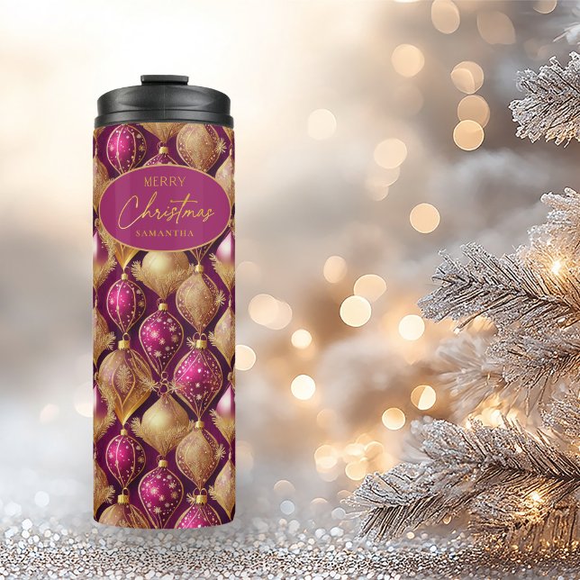 Termo Patrón de Navidades de oro magenta#12 ID1009 (Subido por el creador)