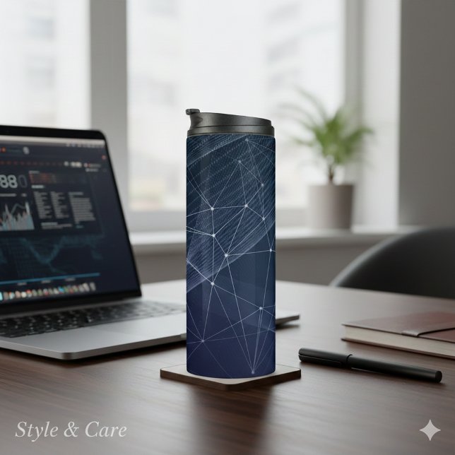 Termo Patrón de onda y geometría abstractas (Abstract Wave & Geometry Pattern Thermal Tumbler)