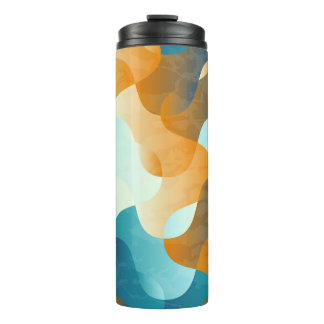 Termo Patrón de ondas de cosecha, azul y marrón.