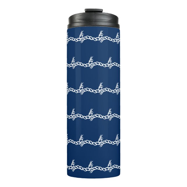 Termo Patrón de ondas de cuerda náutica azul (Anverso)