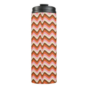 Termo Patrón de ondas marrón y rosa retro de los años 70