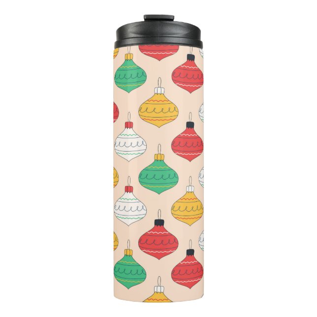 Termo Patrón de ornamentos de Navidad retro (Anverso)