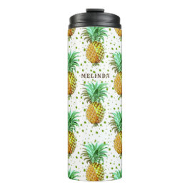 Termo Patrón de oro amarillo y piña verde.