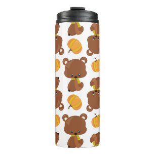 Termo Patrón De Osos, Osos Cubiertos, Caída, Calabazas