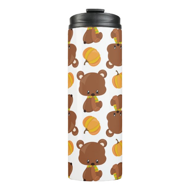 Termo Patrón De Osos, Osos Cubiertos, Caída, Calabazas (Anverso)