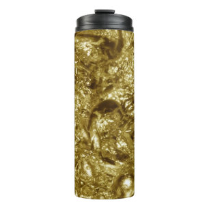 Termo Patrón de paisaje lunar de ORO PURO + tu texto / f