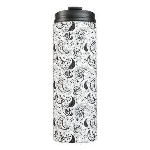 Termo Patrón de paisley en negro y blanco – Arte textil