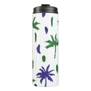 Termo Patrón de palma verde azul de la marina