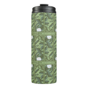 Termo Patrón de panel botánico de Lotus - El Lotus blanc