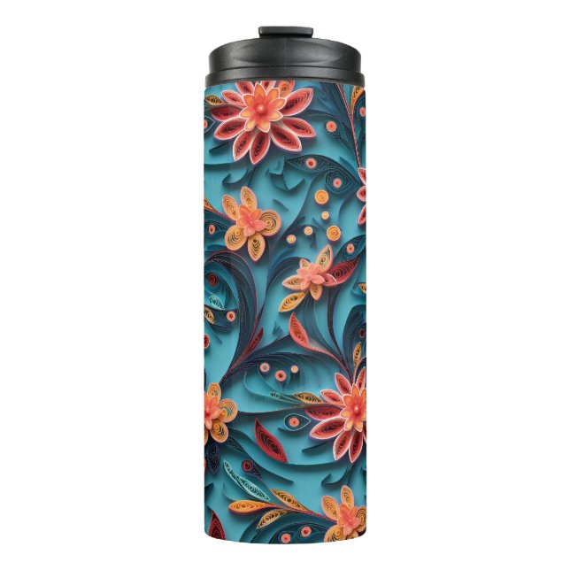 Termo Patrón de papel floral sin soldadura Tumbler térmi (Anverso)