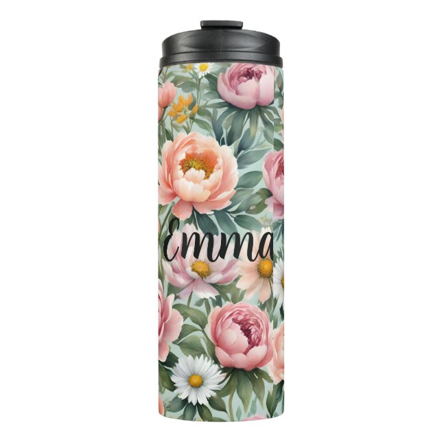 Termo Patrón de papel pintado floral personalizado (Anverso)