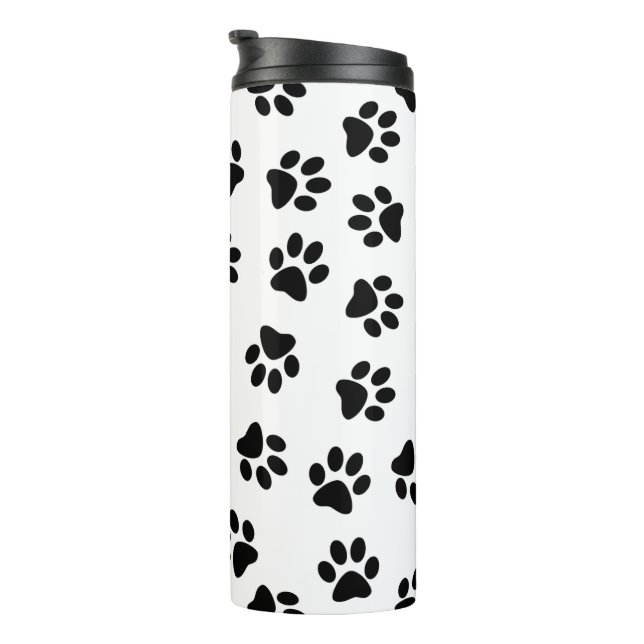 Termo Patrón De Patas, Patas De Perro, Patas Negras (Rotado hacia la derecha)