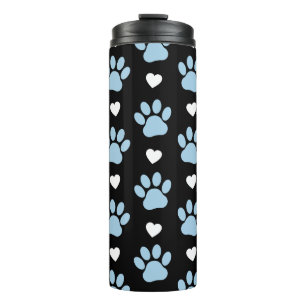 Termo Patrón De Patas, Perros, Patas Azules, Corazones B