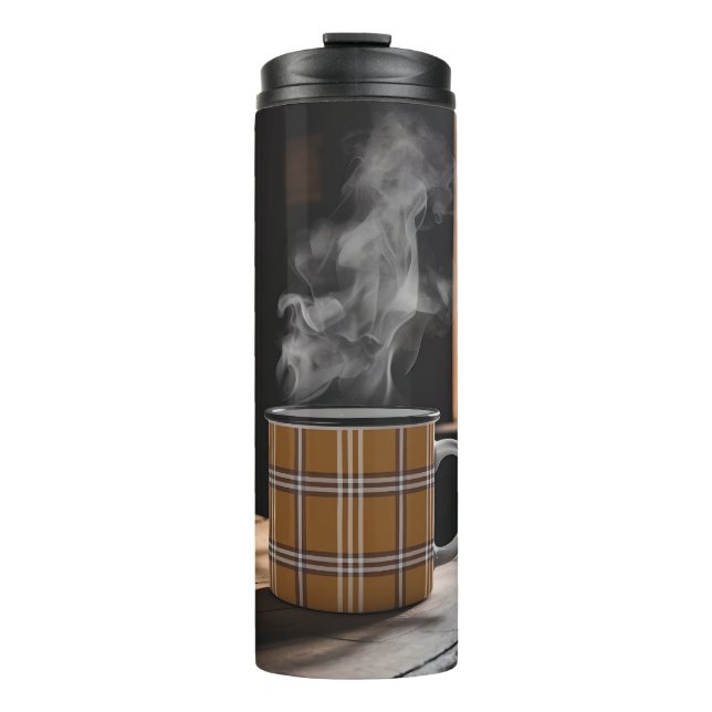 Termo Patrón de patrimonio de tazas de café en otoño art (Anverso)