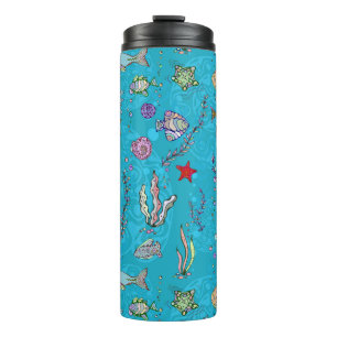 Termo Patrón de peces turquesa
