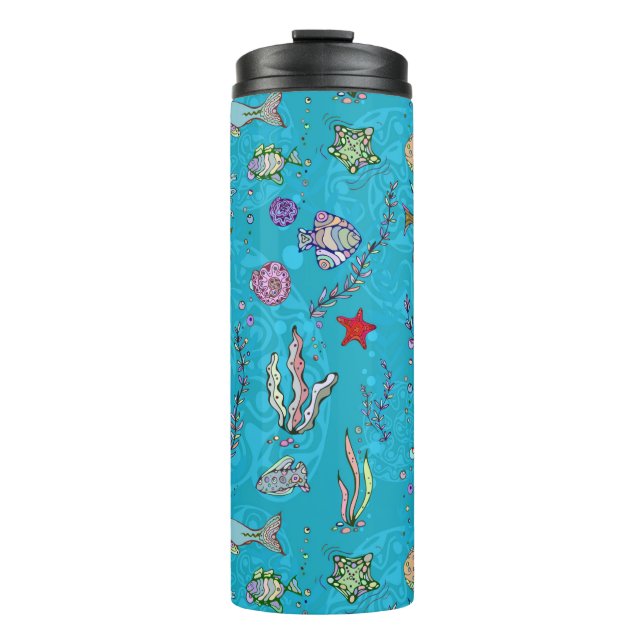 Termo Patrón de peces turquesa (Anverso)