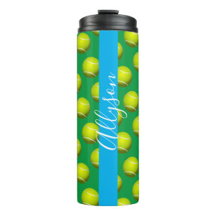 Termo Patrón de Pelota de Tenis, Nombre Blanco, Azul Cie