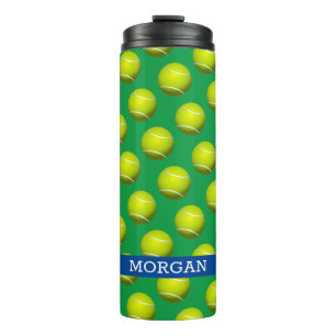 Termo Patrón de Pelota de Tenis, Nombre Blanco, Azul y V