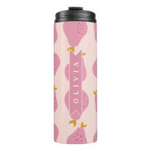 Termo Patrón de pera rosa personalizado Fruta femenina l