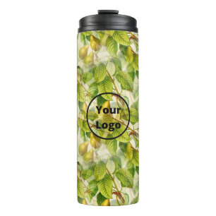 Termo patrón de peras y hojas del logotipo del personali
