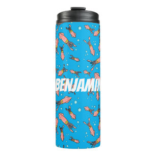 Termo Patrón de personalizado de calamar rosa gracioso