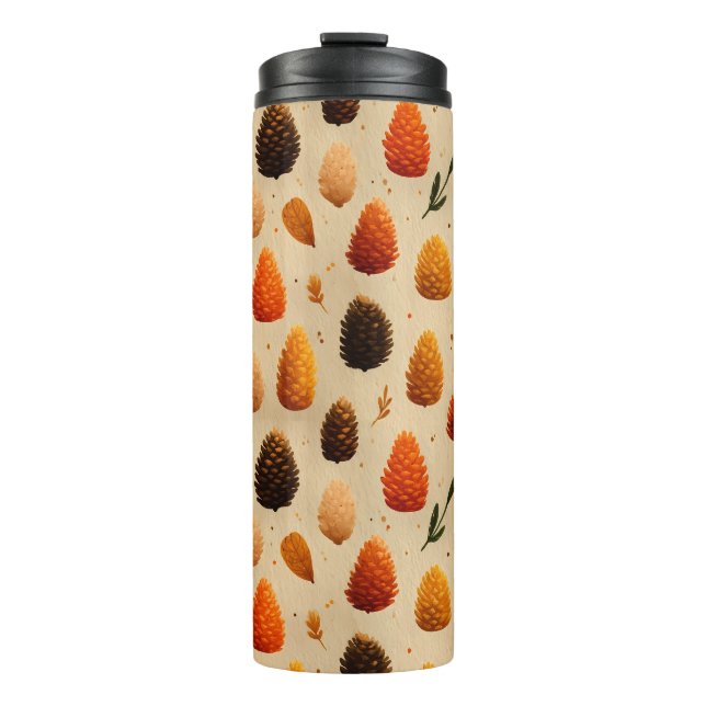 Termo Patrón de pinecones de invierno cálido (Anverso)