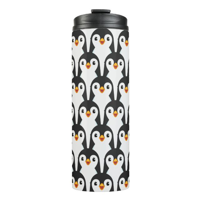 Termo Patrón de pingüino moderno en blanco y negro (Anverso)