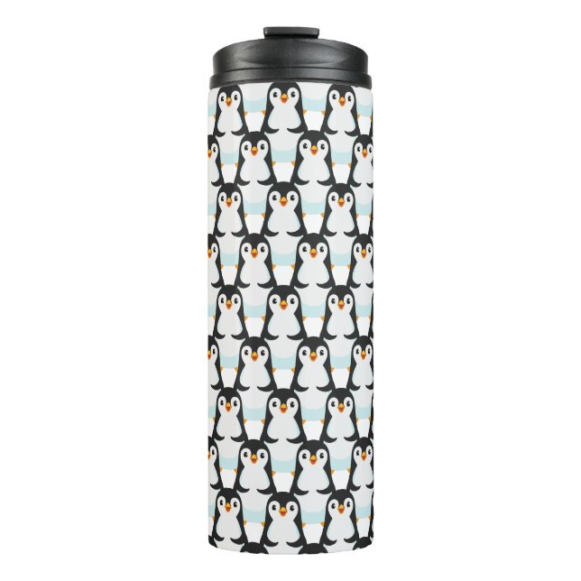 Termo Patrón de pingüino moderno en blanco y negro (Anverso)