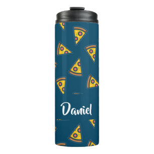 Termo Patrón de pizza en azul