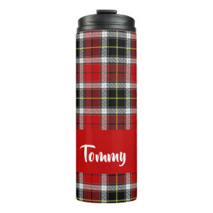 Termo Patrón de plaid rojo de nombre personalizado