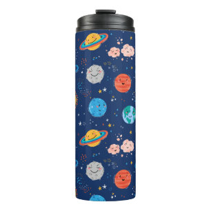 Termo Patrón de planeta sonriente
