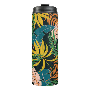 Termo Patrón de plantas brillantes tropicales de verano